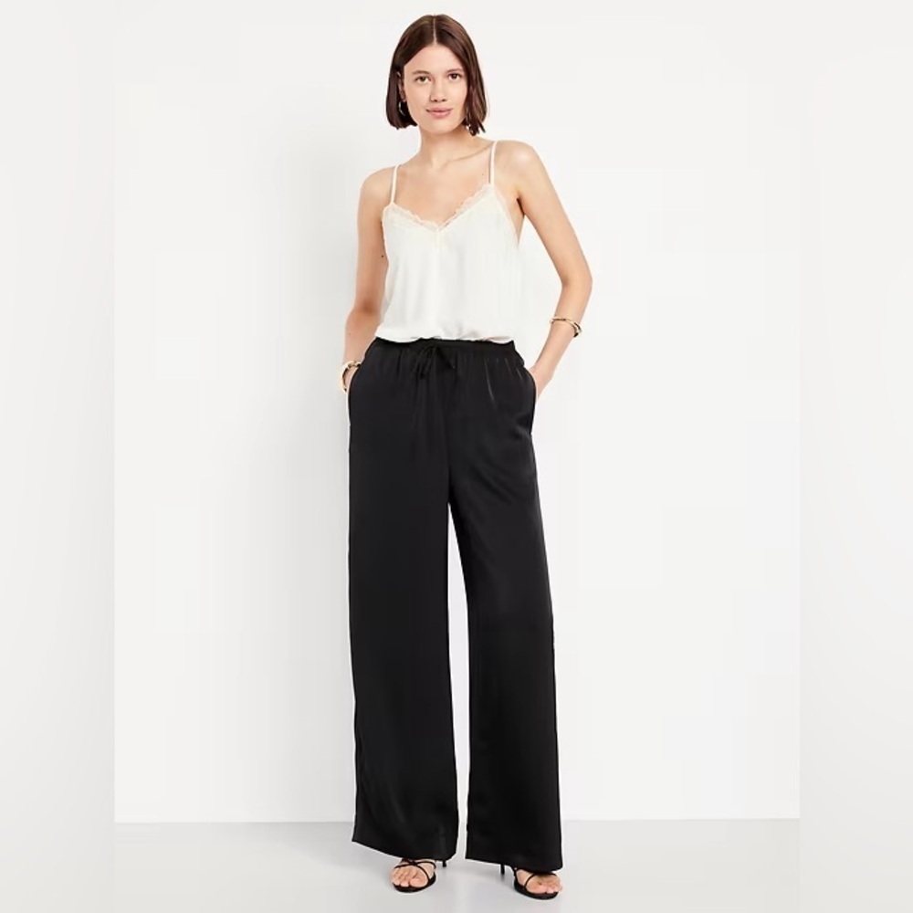 NEW! Old Navy Black High-Waisted Satin Wide-Leg Pants - Multiple🩷 801611